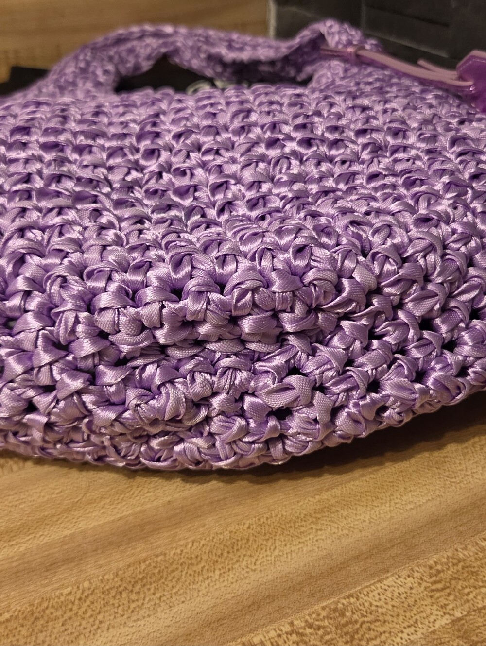 Kurt Geiger NWT Purple Raffia Shoulder Bag With Tie Closure & Dustbag - Picture 8 of 9